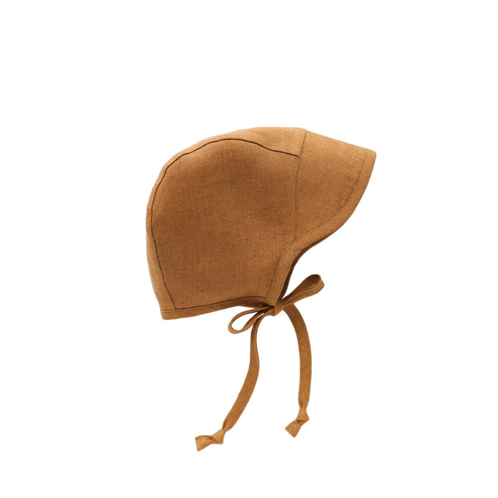 Briar Baby Brimmed Rust Cotton Lined Linen Bonnet size 12-18 mos